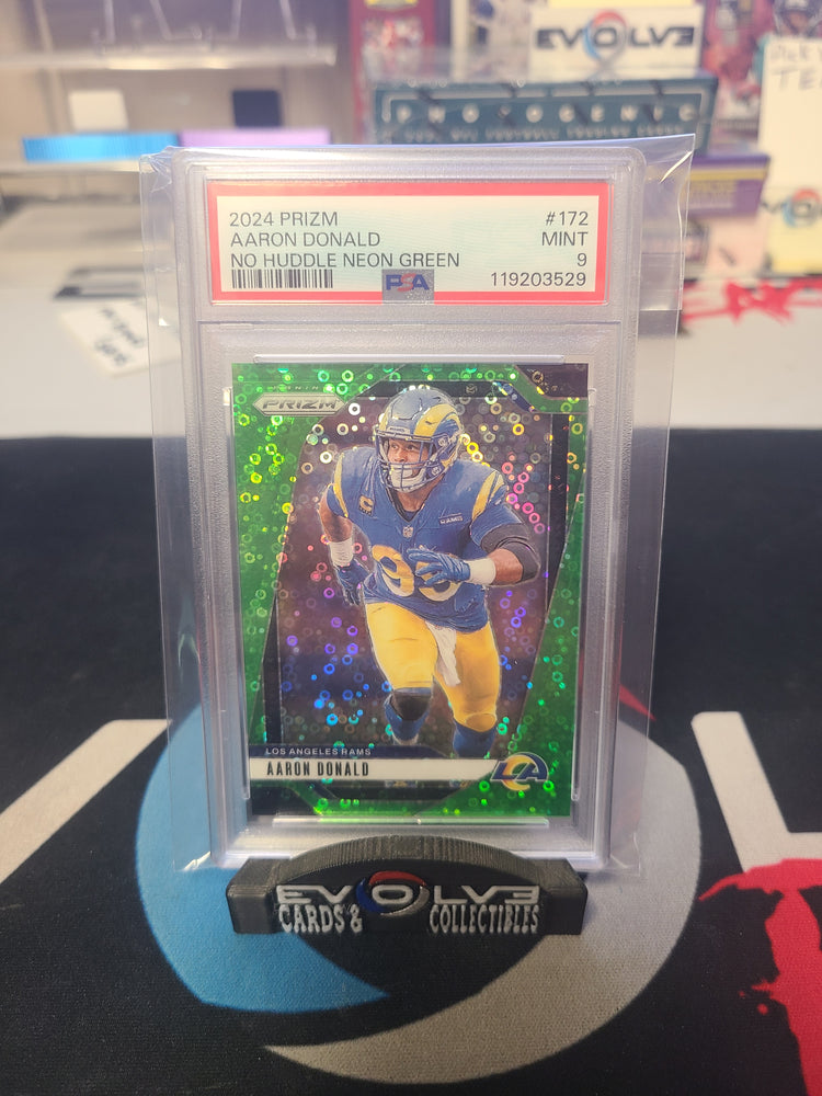 2024 prizm Aaron Donald no huddle green /10 psa 9