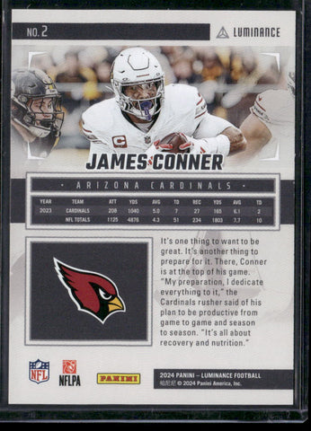 2024 Panini Luminance #2 James Conner Orange #/50