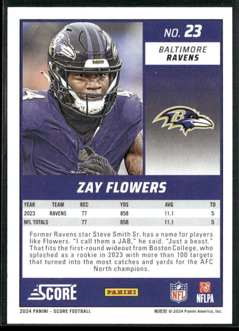 2024 Score #23 Zay Flowers Showcase #/100