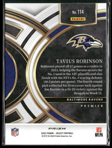 2023 Panini Select #114 Tavius Robinson Silver Prizms