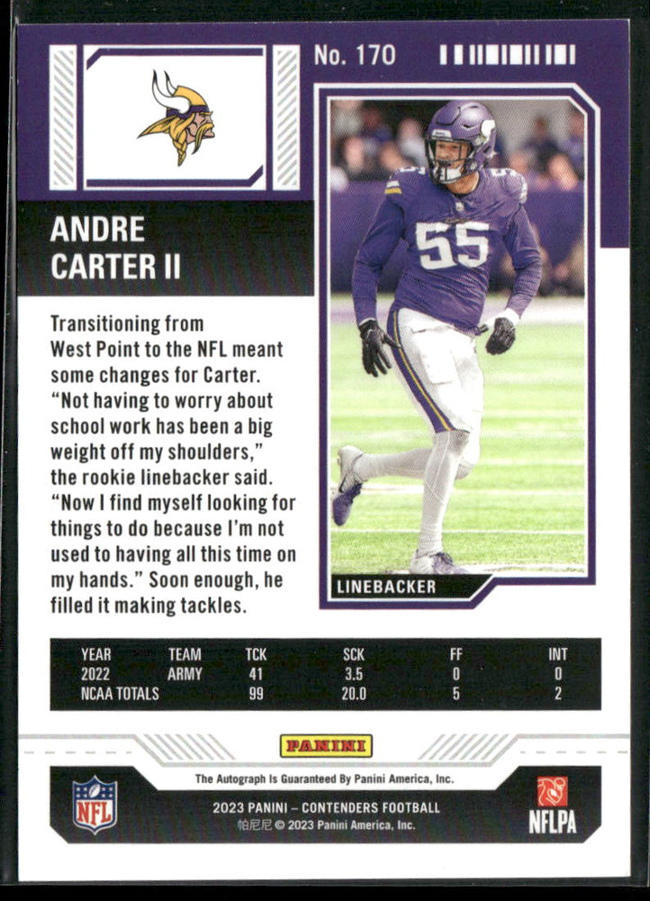 2023 Panini Contenders #170 Andre Carter II