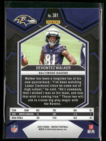 2024 Panini Mosaic #381 Devontez Walker