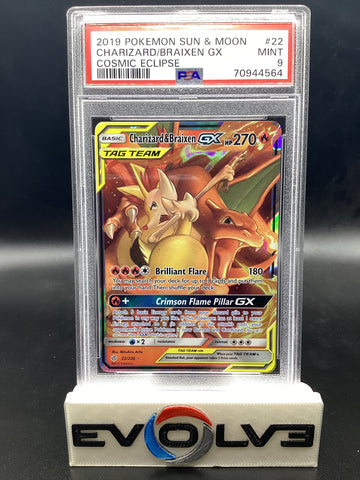 Charizard & Braixen GX (22/236) [Pokemon Sun & Moon: Cosmic Eclipse] PSA 9