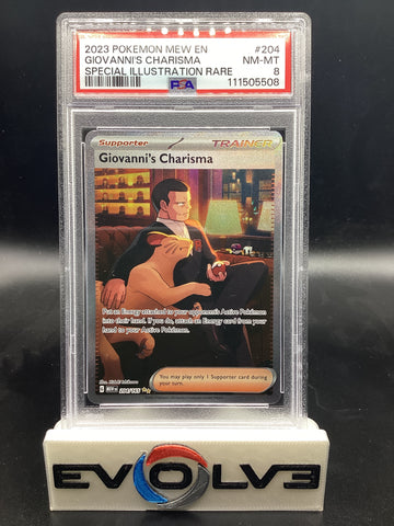 Giovanni's Charisma (204/165) [Pokemon Scarlet & Violet: 151] PSA 8