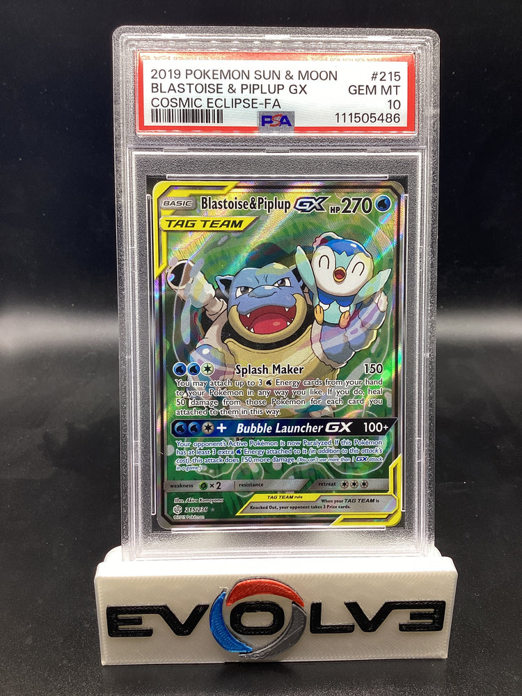 Blastoise & Piplup GX (215/236) [Pokemon Sun & Moon: Cosmic Eclipse] PSA 10