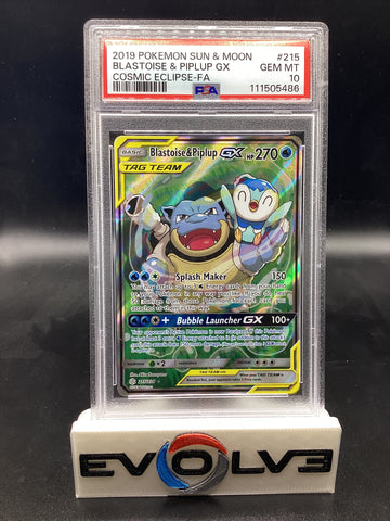 Blastoise & Piplup GX (215/236) [Pokemon Sun & Moon: Cosmic Eclipse] PSA 10