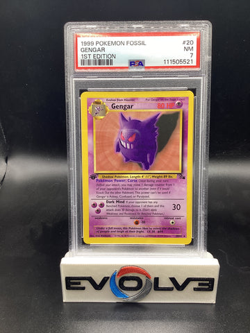 Gengar - 1st Edition (20/62) [Pokemon: Fossil 1st Edition] PSA 7