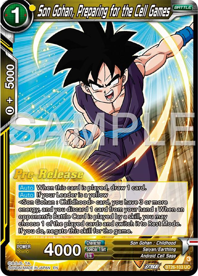 Son Gohan, Preparing for the Cell Games (BT26-103) [Ultimate Advent Prerelease Promos]