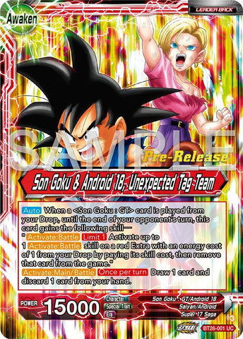 Son Goku // Son Goku & Android 18, Unexpected Tag Team (BT26-001) [Ultimate Advent Prerelease Promos]