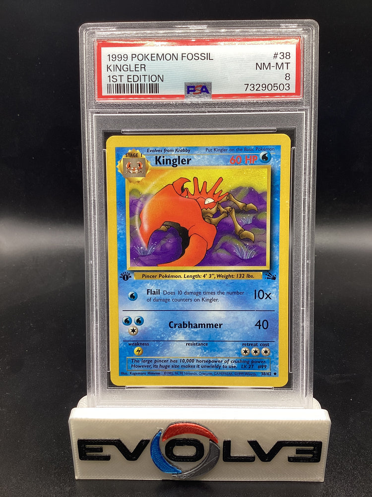 Kingler - 1st Edition (38/62) [Pokemon: Fossil 1st Edition] PSA 8