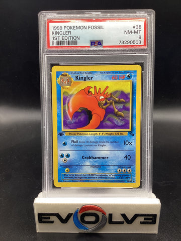 Kingler - 1st Edition (38/62) [Pokemon: Fossil 1st Edition] PSA 8