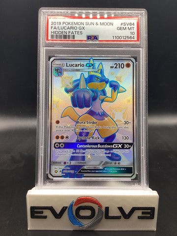 Lucario GX (SV64/SV94) [Pokemon Sun & Moon: Hidden Fates Shiny Vault] PSA 10