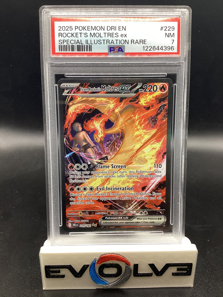 Team Rocket's Moltres ex (229/182) [Pokemon Scarlet & Violet: Destined Rivals] PSA 7