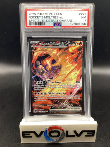 Team Rocket's Moltres ex (229/182) [Pokemon Scarlet & Violet: Destined Rivals] PSA 7