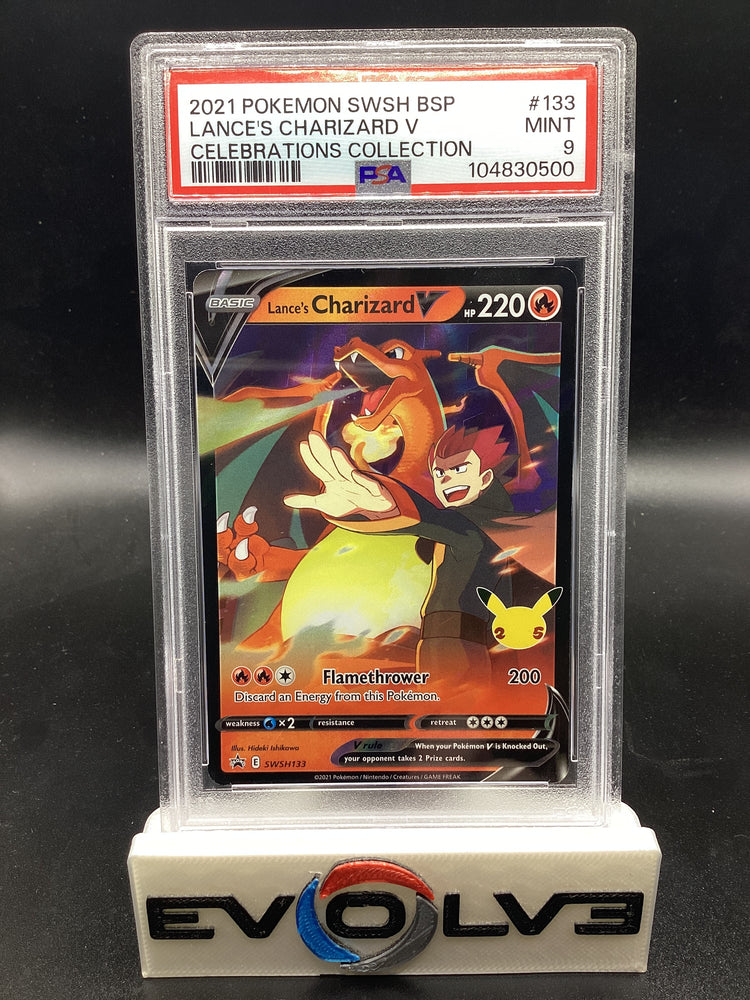 Lance's Charizard V (SWSH133) [Pokemon Sword & Shield: Black Star Promos] PSA 9