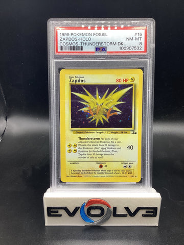 Zapdos - Cosmos Holo (15/62) [Pokemon: Fossil] PSA 8