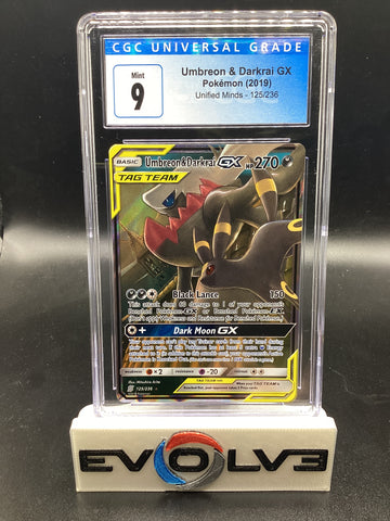 Umbreon & Darkrai GX (125/236) [Pokemon Sun & Moon: Unified Minds] CGC 9