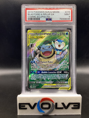 Blastoise & Piplup GX (215/236) [Pokemon Sun & Moon: Cosmic Eclipse] PSA 9