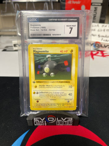 1st Edition Magnemite (53/102) [Pokemon: Base Set] CGC 7