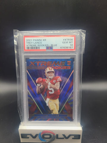 2021 xr trey lance extreme blue /99 psa 10