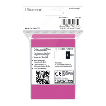 Ultra PRO: Small 60ct Sleeves - PRO-Matte (Bright Pink)