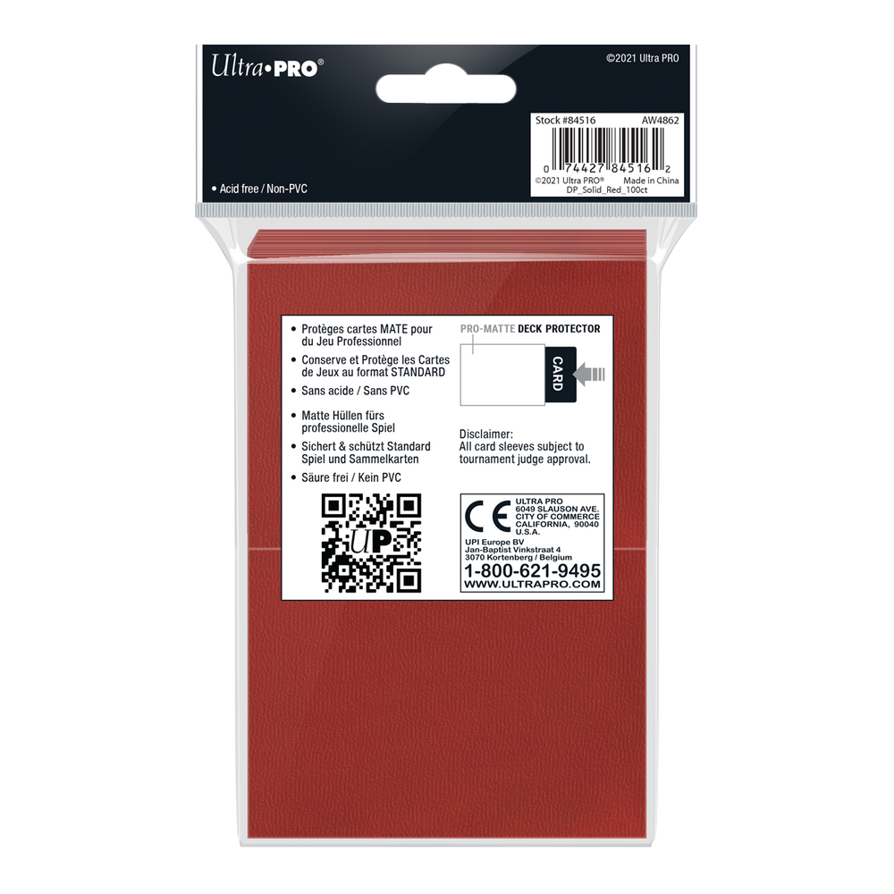 Ultra PRO: Standard 100ct Sleeves - PRO-Matte (Red)