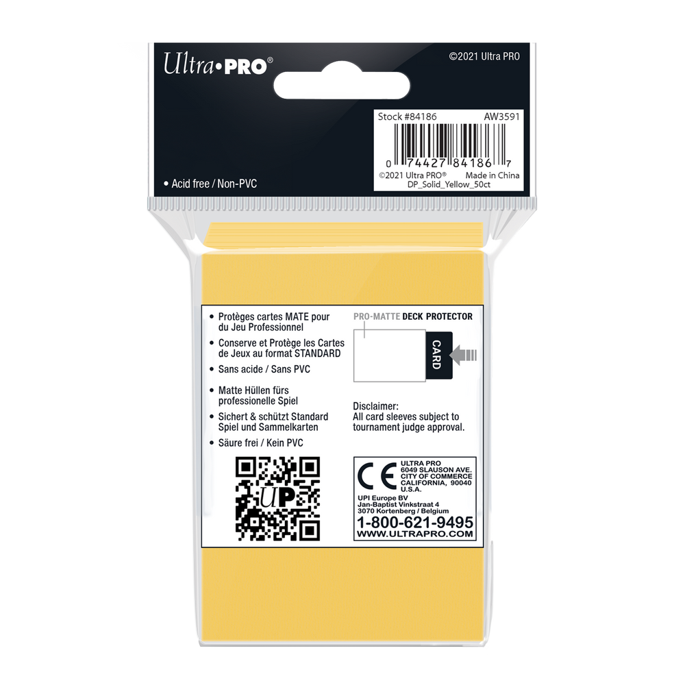 Ultra PRO: Standard 50ct Sleeves - PRO-Matte (Yellow)