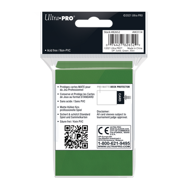 Ultra PRO: Standard 50ct Sleeves - PRO-Matte (Green)