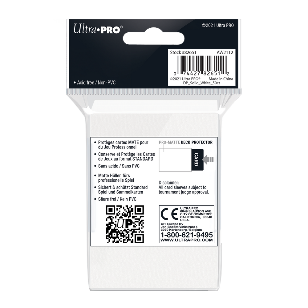 Ultra PRO: Standard 50ct Sleeves - PRO-Matte (White)