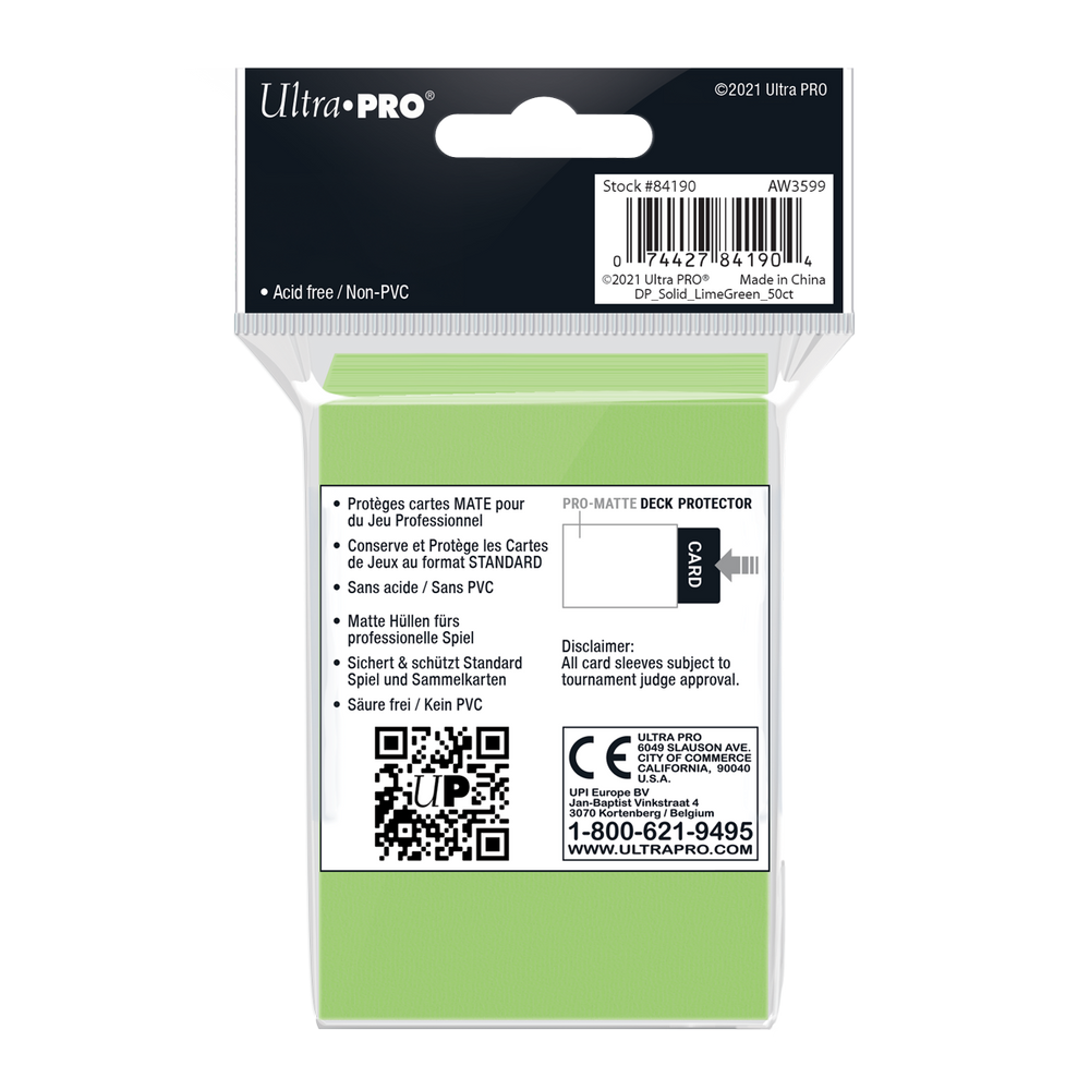 Ultra PRO: Standard 50ct Sleeves - PRO-Matte (Lime Green)