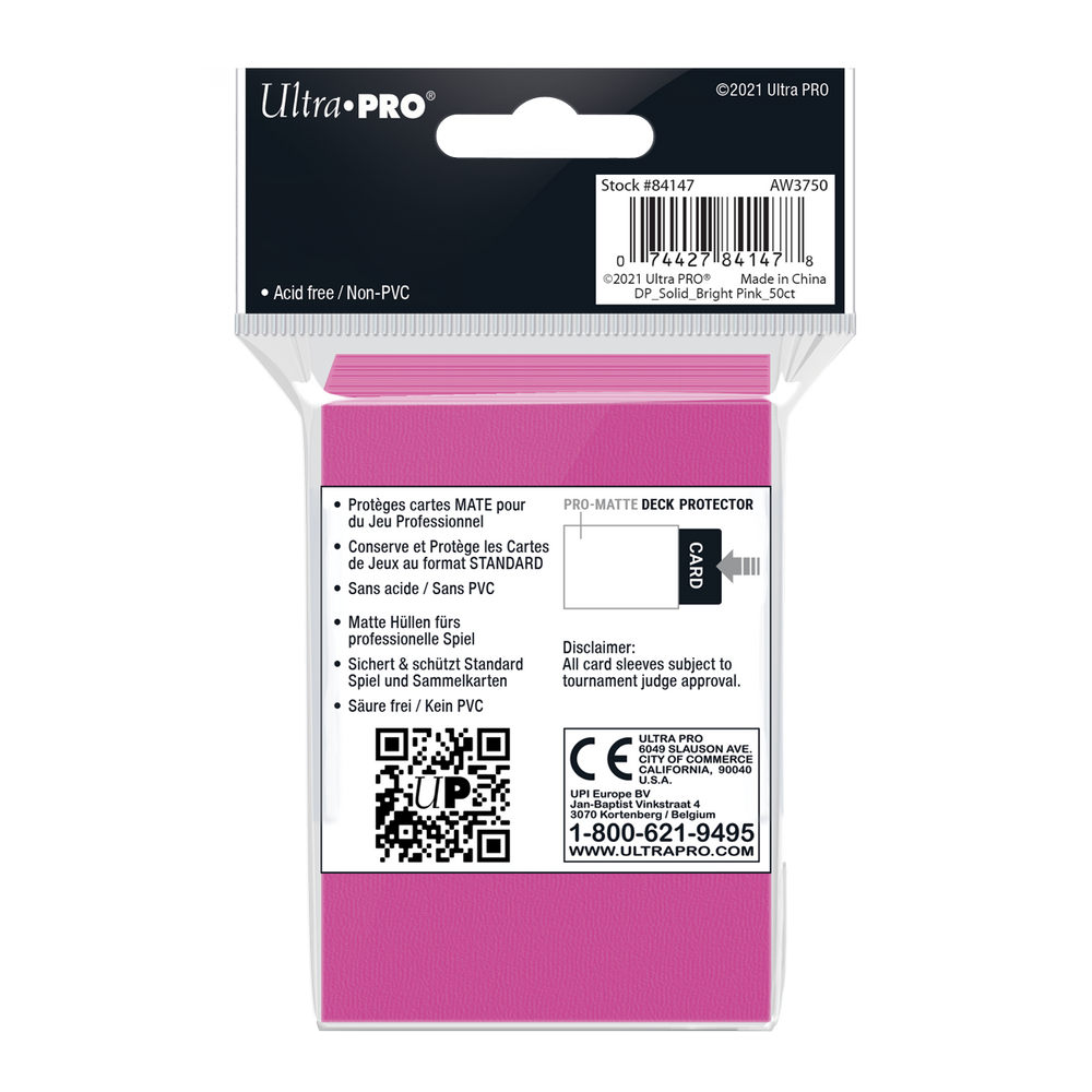 Ultra PRO: Standard 50ct Sleeves - PRO-Matte (Bright Pink)