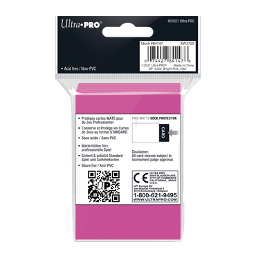 Ultra PRO: Standard 50ct Sleeves - PRO-Matte (Bright Pink)